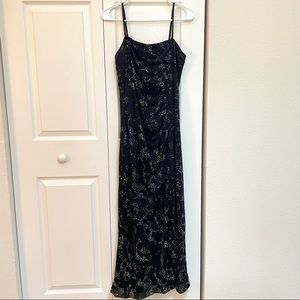 Taboo long black dress silver sparkly flower print